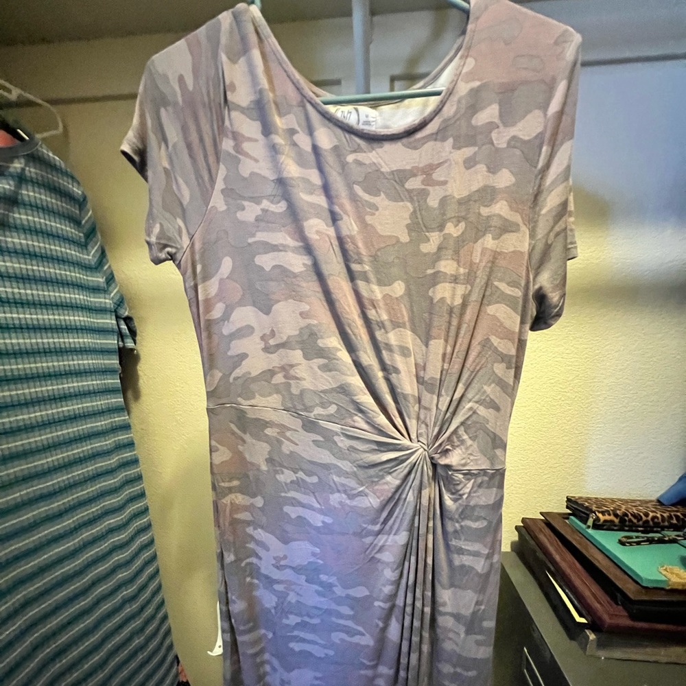 Light gray and lilac “camo” midi dress from Maurice’s, size Medium